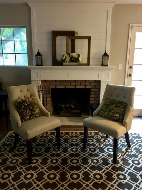 A custom fireplace mantel